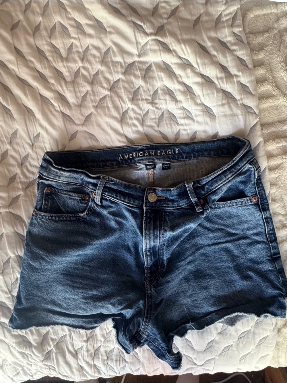 American Eagle High-Rise “Strigid” 3-inch Denim Cutoff Shorts - Medium Blue